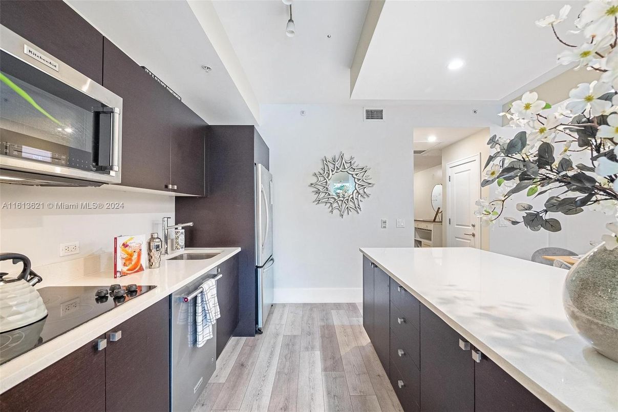 Interior, Kitchen, Recessed Lighting, Wood Texture Flooring