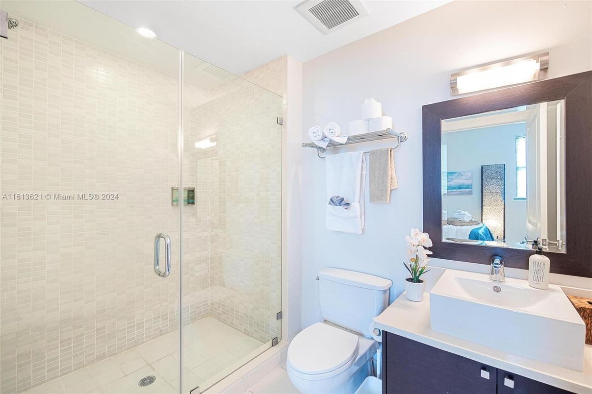 Bathroom, Glass Shower, Interior, Recessed Lighting