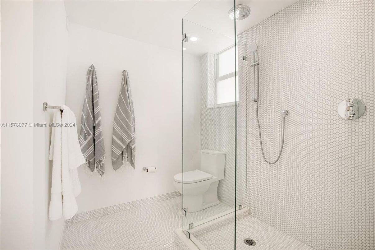 Bathroom, Glass Shower, Interior, Recessed Lighting