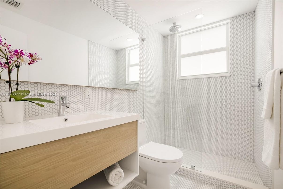 Bathroom, Glass Shower, Interior, Recessed Lighting