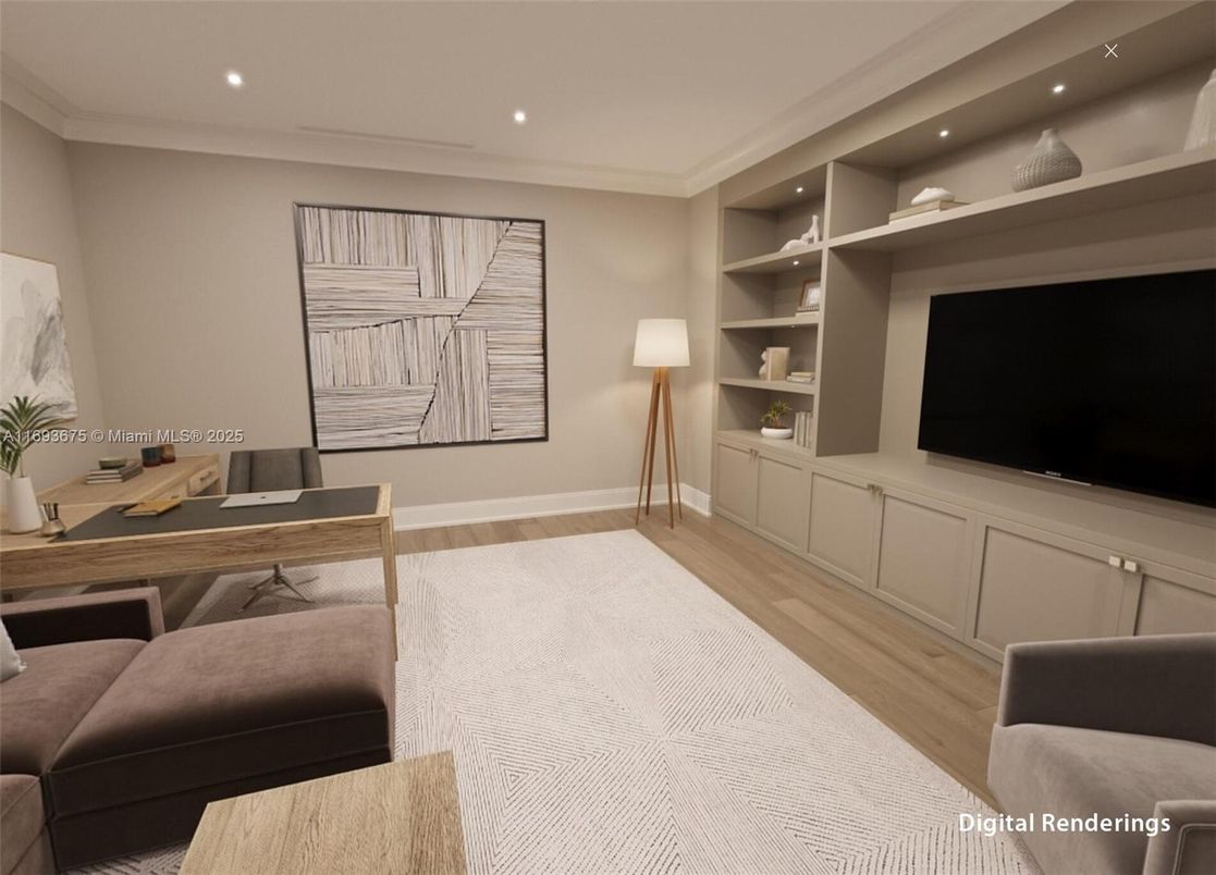 Home Office, Interior, Recessed Lighting, Wood Texture Flooring