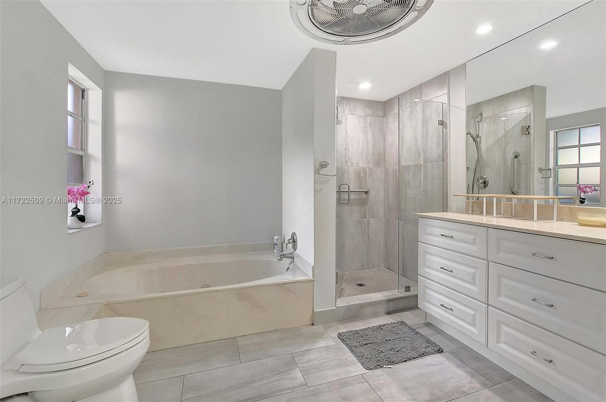 Bathroom, Glass Shower, Interior, Recessed Lighting