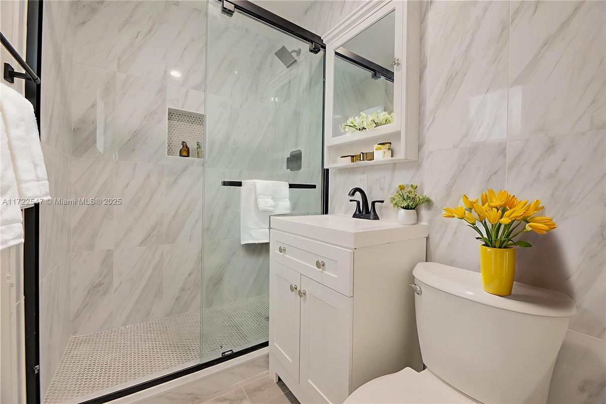 Bathroom, Glass Shower, Interior, Marble Walls