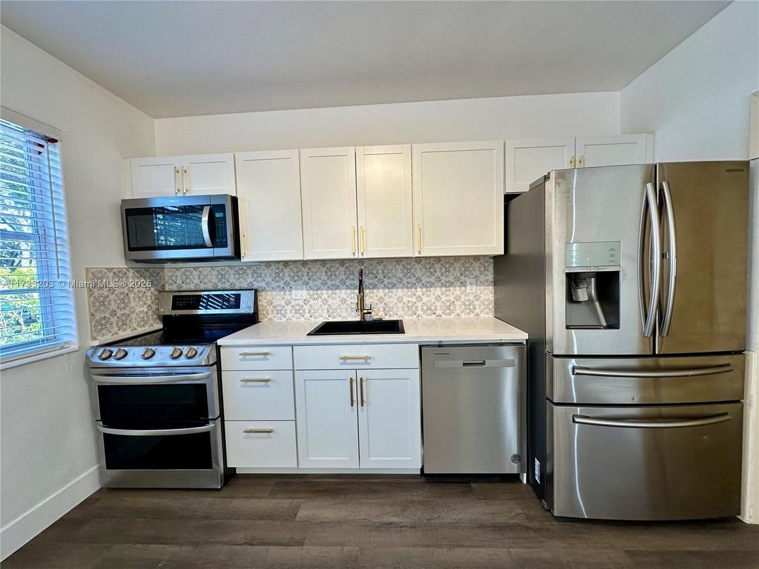 Interior, Kitchen, Stainless Steel Appliances, Wood Texture Flooring