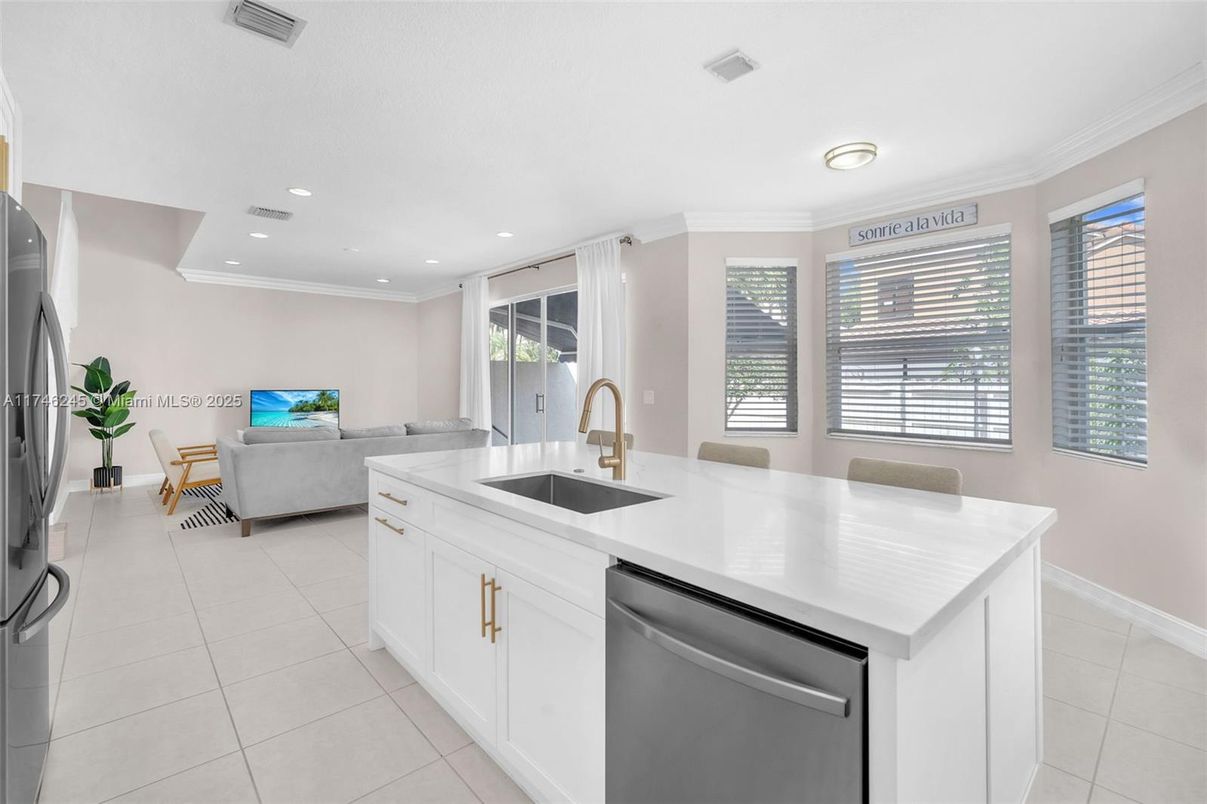 Dining room, Interior, Kitchen, Living room, Recessed Lighting, Stainless Steel Appliances