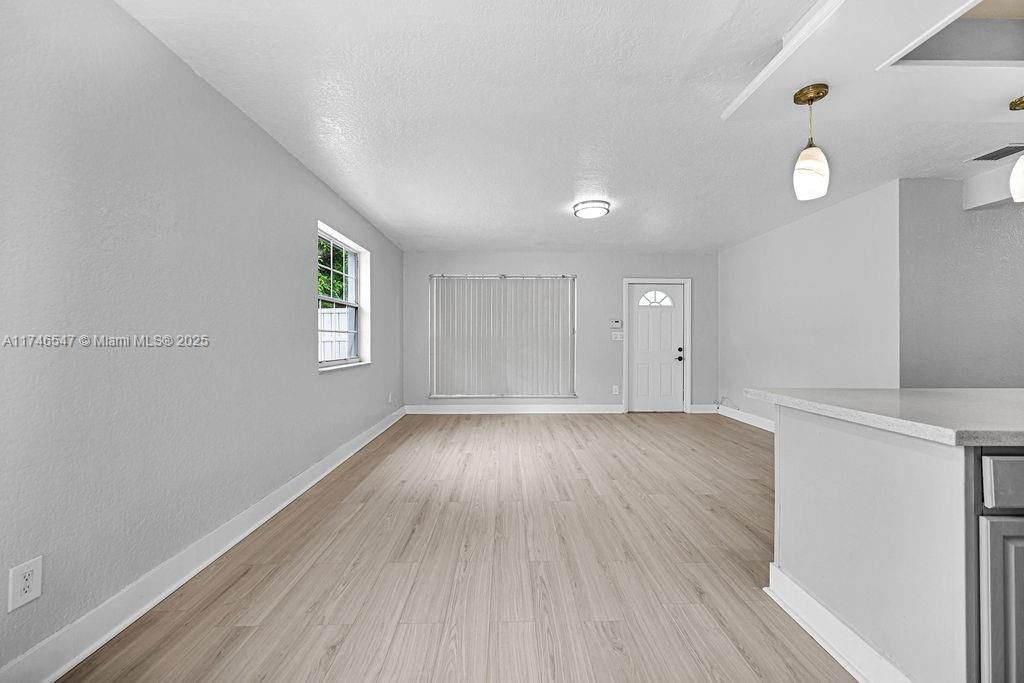 Empty room, Interior, Pendant Lights, Wood Texture Flooring