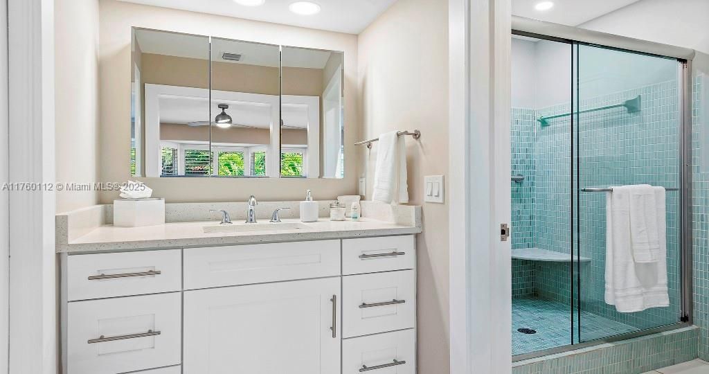 Bathroom, Glass Shower, Interior, Recessed Lighting
