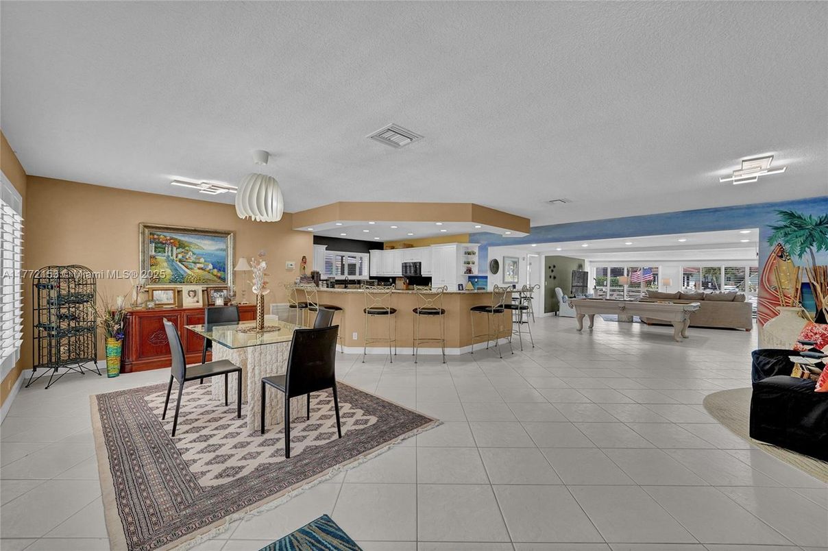 Billiard Table, Dining room, Game Room, Interior, Kitchen, Recessed Lighting