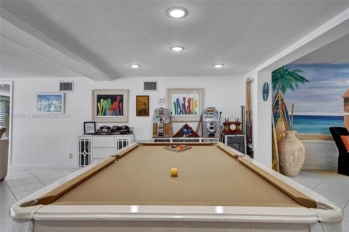 Billiard Table, Game Room, Interior, Recessed Lighting, Water