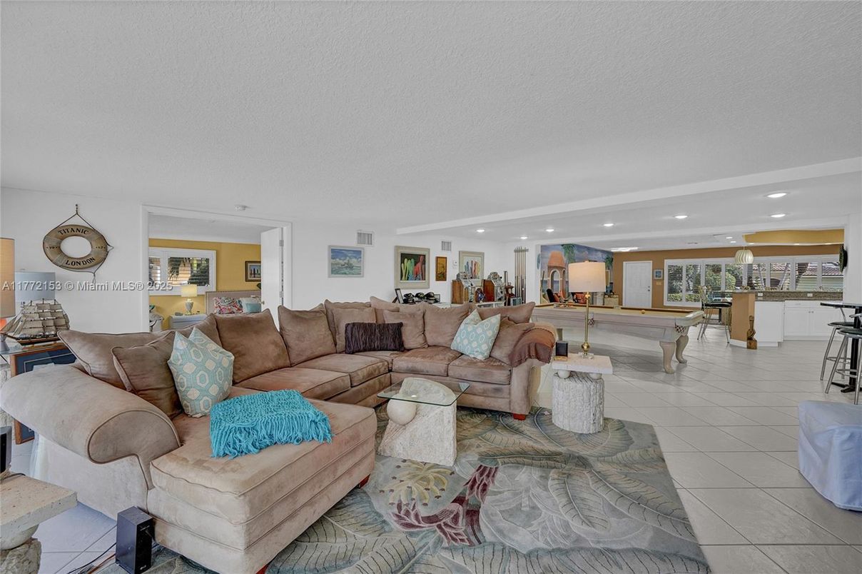 Billiard Table, Game Room, Interior, Kitchen, Living room, Pendant Lights, Recessed Lighting