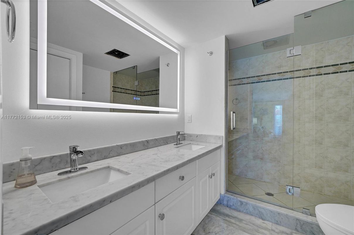 Bathroom, Dual Sink Vanities, Glass Shower, Interior