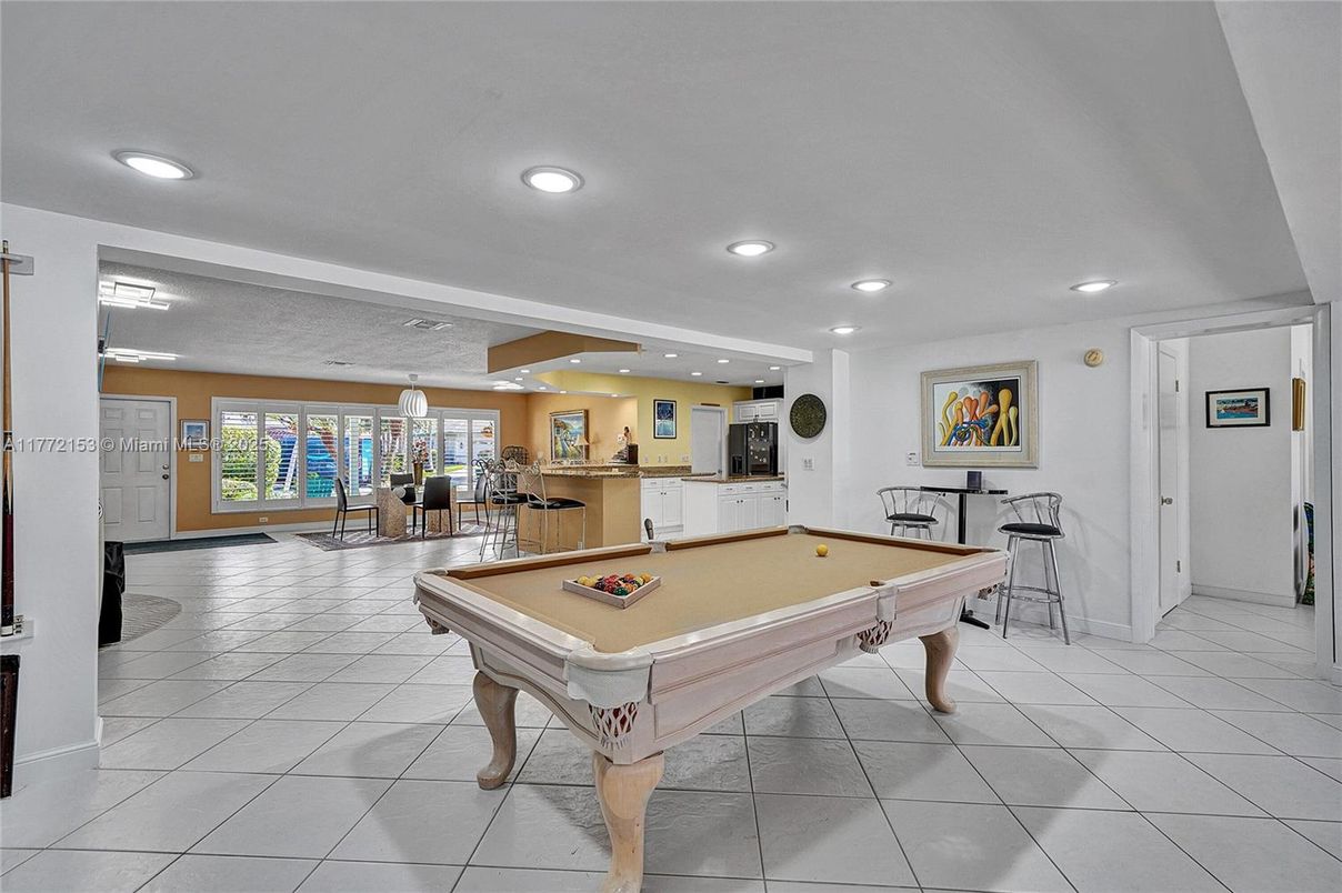 Billiard Table, Game Room, Interior, Pendant Lights, Recessed Lighting