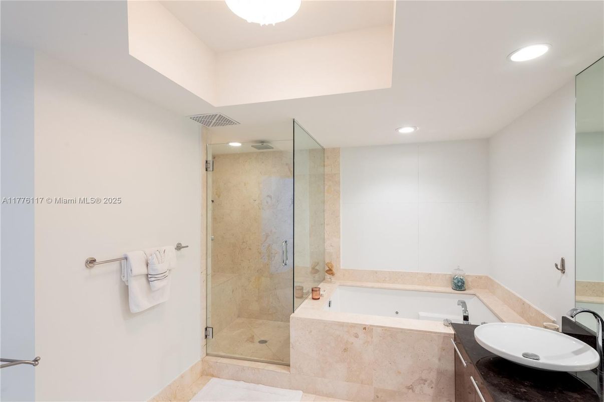 Bathroom, Glass Shower, Interior, Recessed Lighting