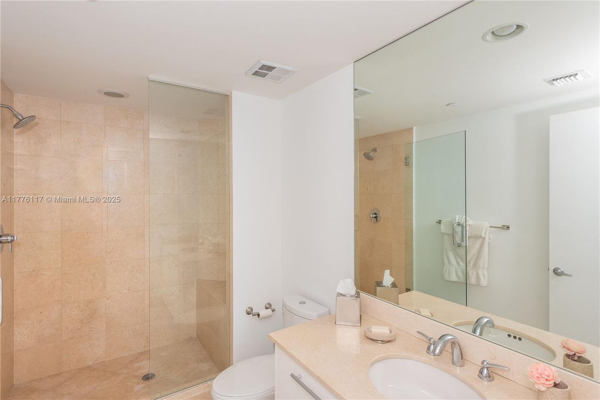 Bathroom, Glass Shower, Interior, Recessed Lighting
