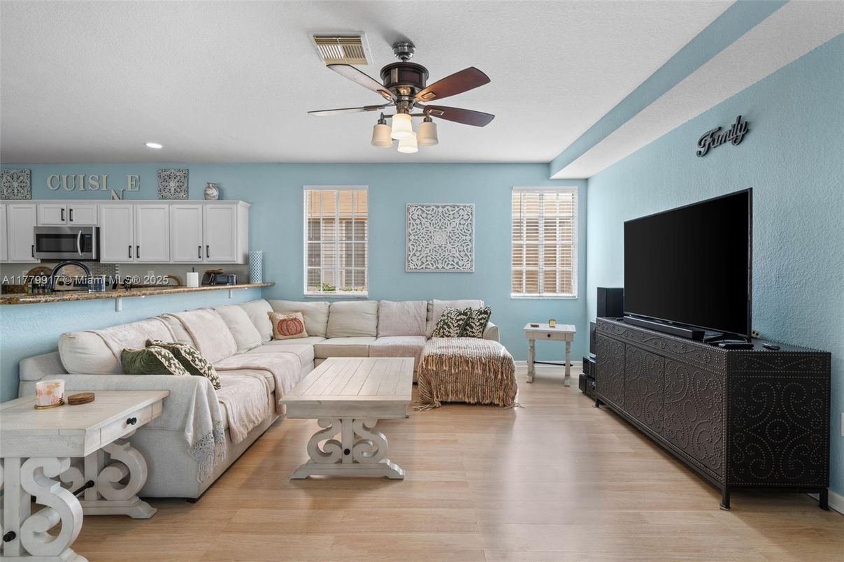 Interior, Kitchen, Living room, Recessed Lighting, Wood Texture Flooring