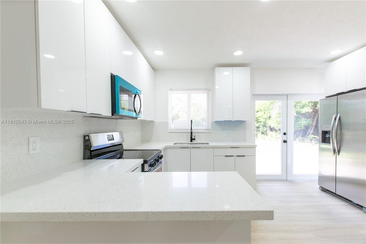 Interior, Kitchen, Recessed Lighting, Wood Texture Flooring