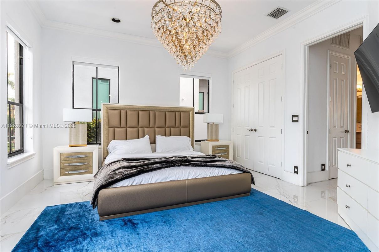 Bedroom, Chandelier, Interior, Marble