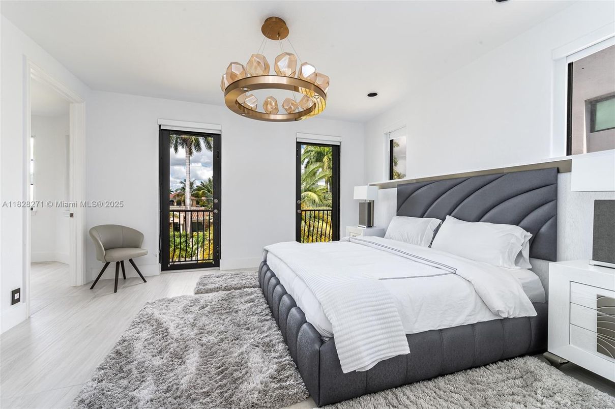Bedroom, Chandelier, Interior, Wood Texture Flooring