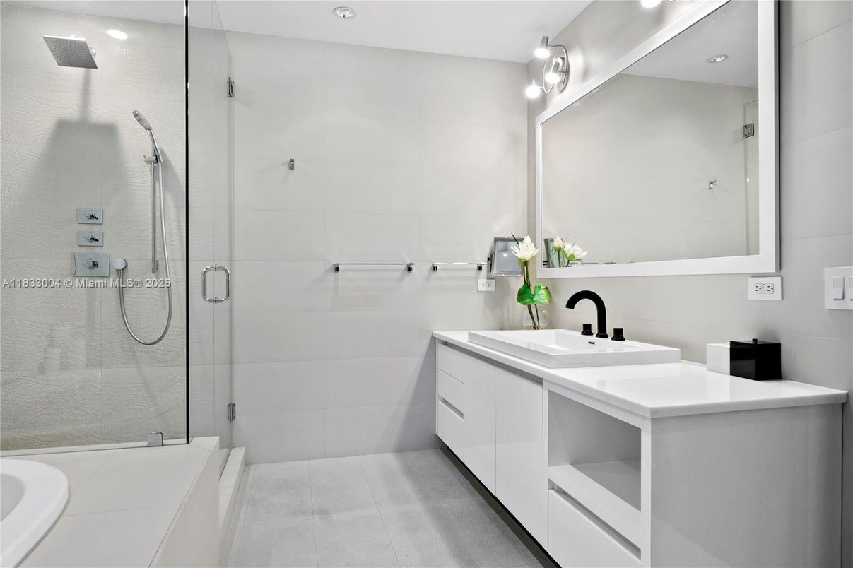 Bathroom, Dual Sink Vanities, Glass Shower, Interior, Recessed Lighting