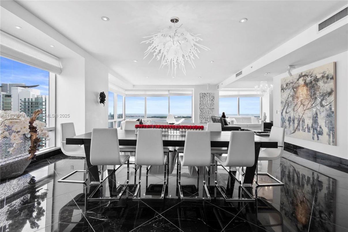 Chandelier, Dining room, Interior, Marble, Recessed Lighting, Water