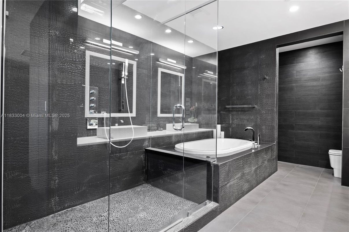 Bathroom, Glass Shower, Interior, Recessed Lighting