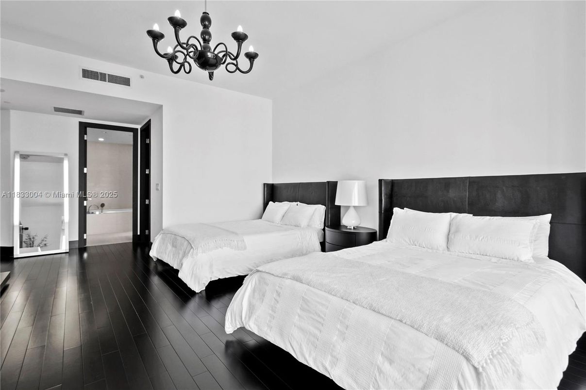 Bedroom, Chandelier, Interior, Wood Texture Flooring