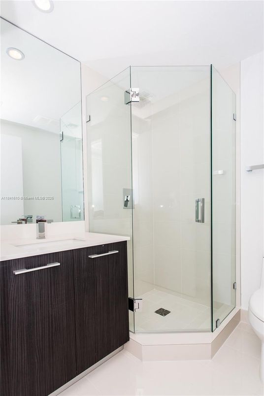 Bathroom, Glass Shower, Interior, Recessed Lighting