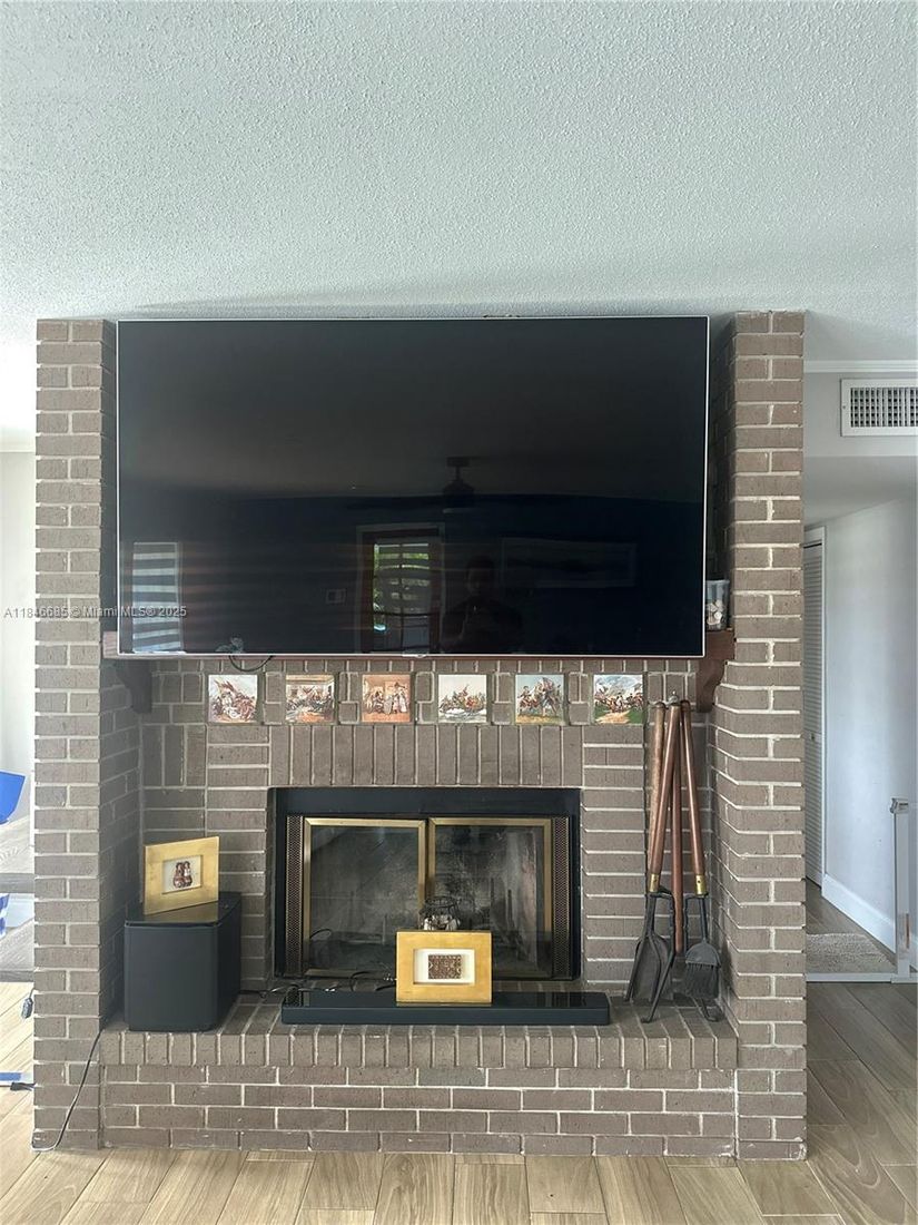 Fireplace, Interior, Wood Texture Flooring