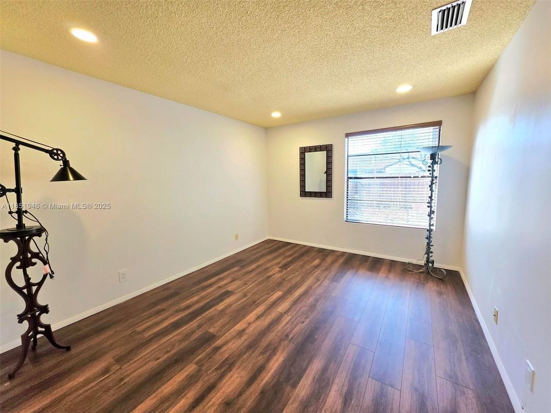 Empty room, Fitness Equipment, Interior, Recessed Lighting, Wood Texture Flooring