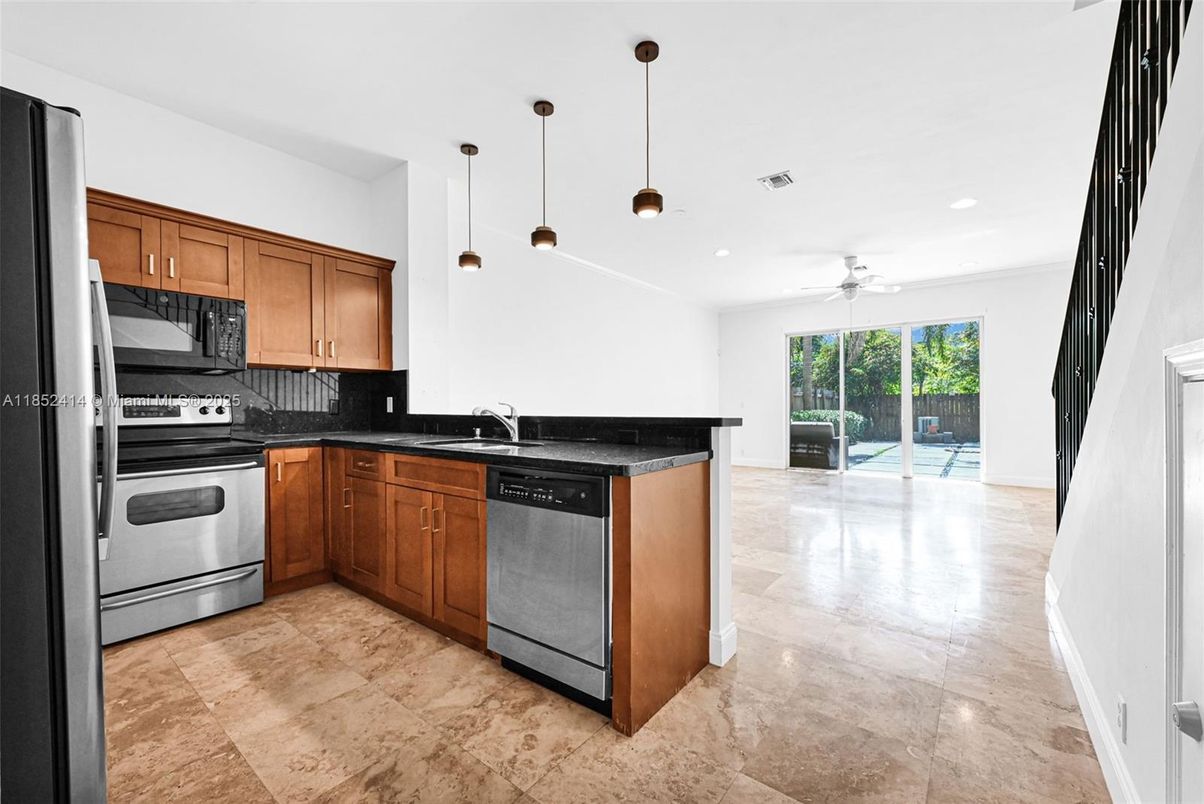 Interior, Kitchen, Pendant Lights, Recessed Lighting, Stainless Steel Appliances