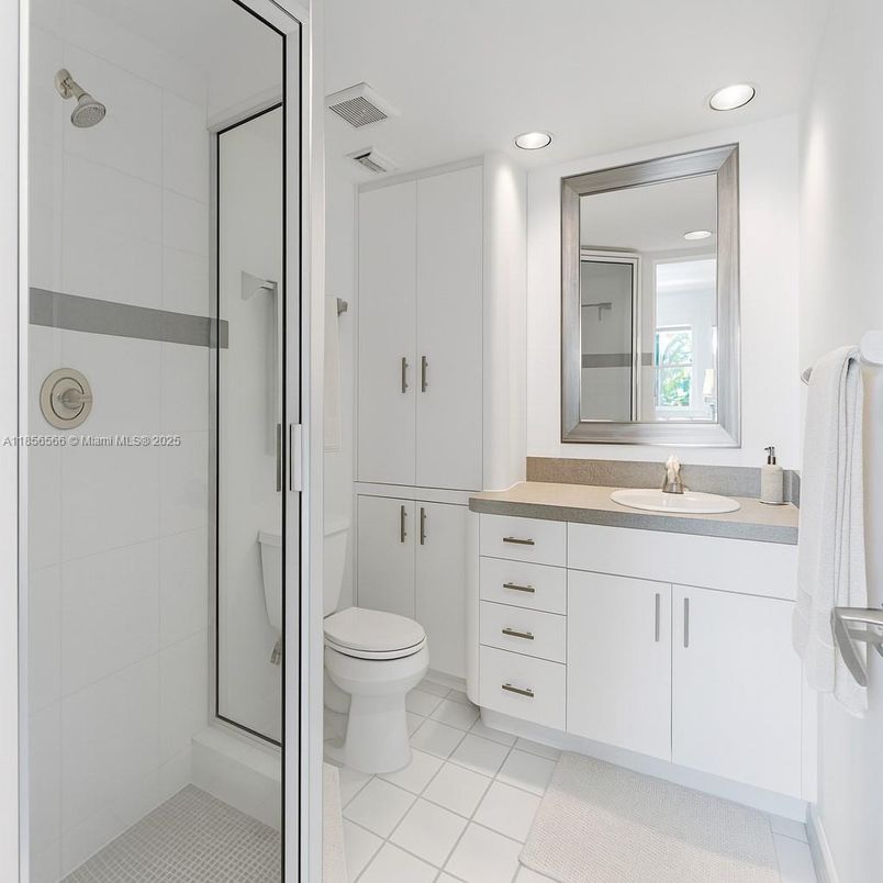 Bathroom, Glass Shower, Interior, Recessed Lighting