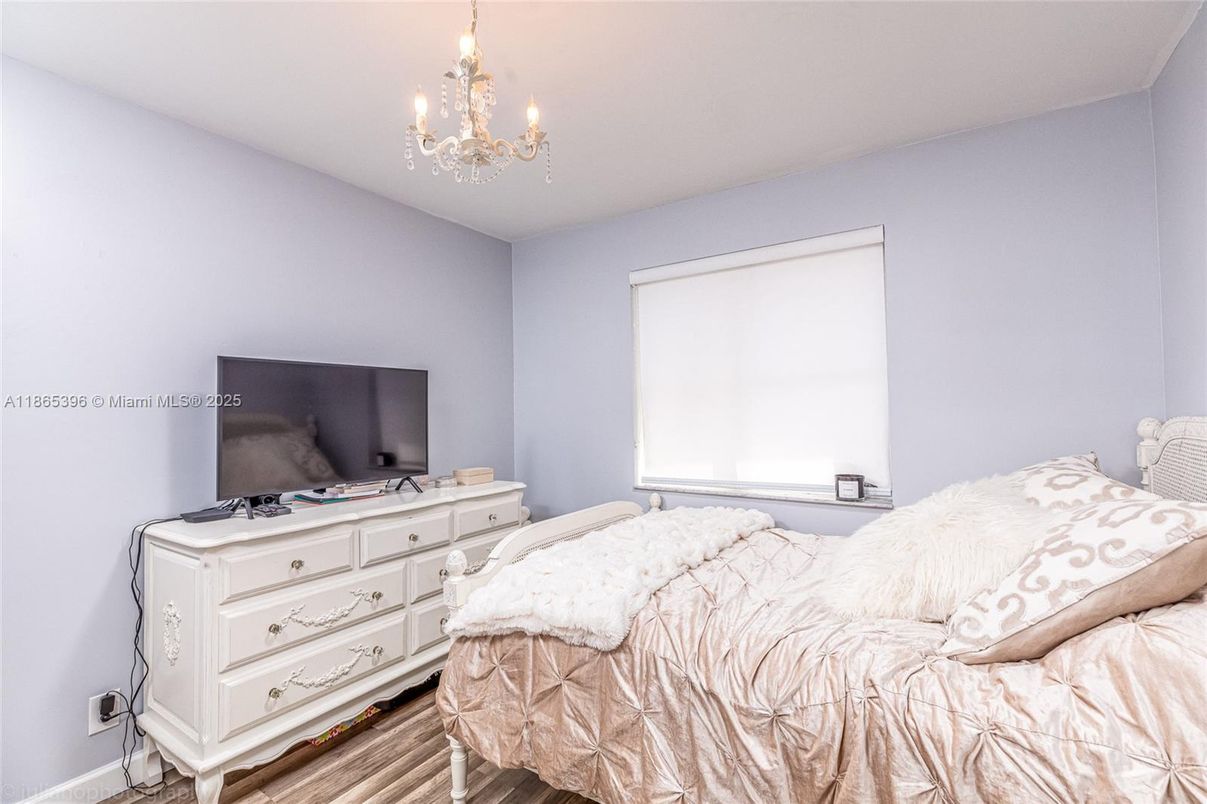 Bedroom, Chandelier, Interior, Wood Texture Flooring