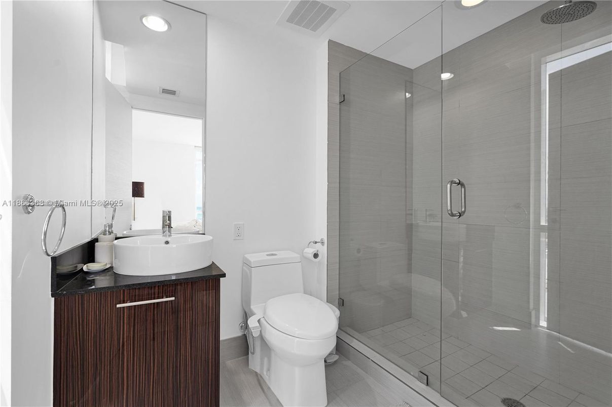 Bathroom, Glass Shower, Interior, Recessed Lighting