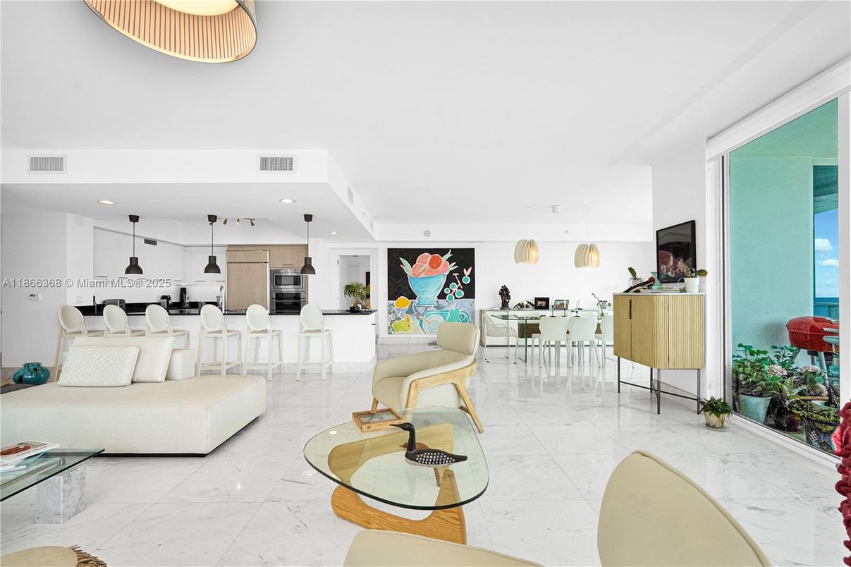 Dining room, Interior, Kitchen, Marble, Pendant Lights, Recessed Lighting, Water