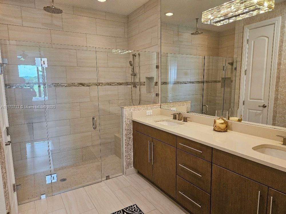 Bathroom, Dual Sink Vanities, Glass Shower, Interior, Recessed Lighting