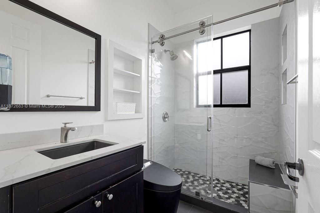Bathroom, Glass Shower, Interior, Marble Walls