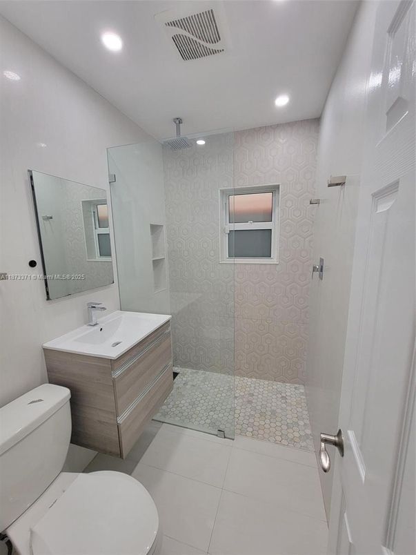 Bathroom, Glass Shower, Interior, Recessed Lighting