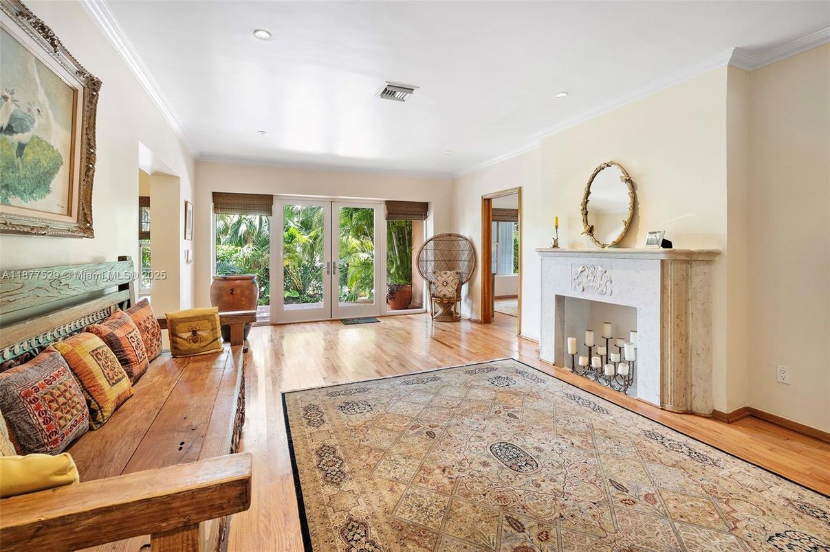 Fireplace, Interior, Recessed Lighting, Wood Texture Flooring