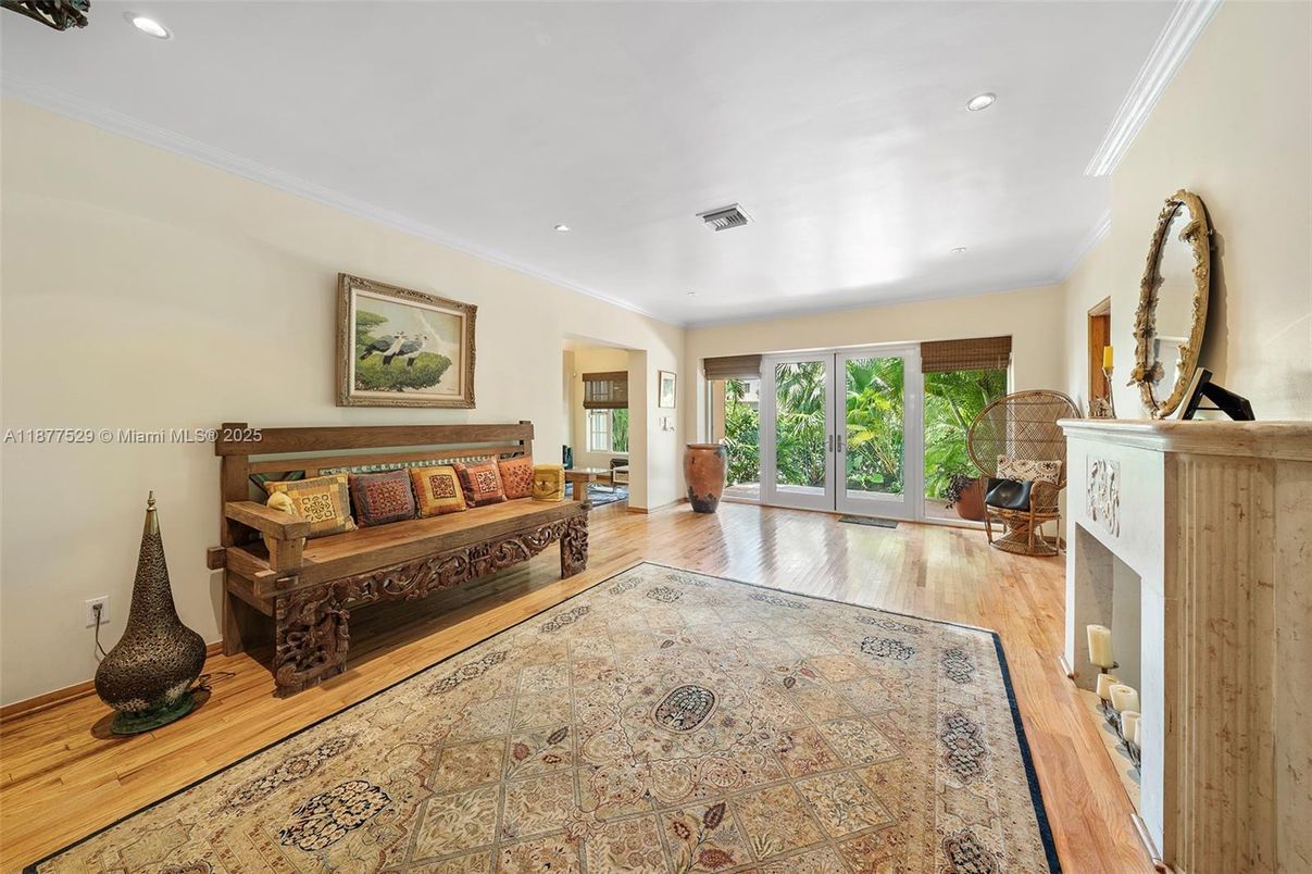 Fireplace, Interior, Recessed Lighting, Wood Texture Flooring