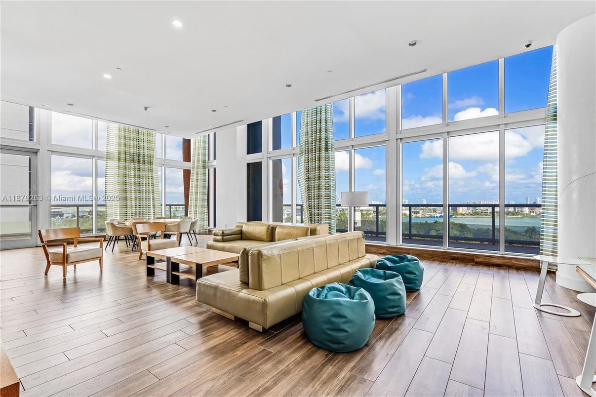 Dining room, Interior, Living room, Recessed Lighting, Water, Wood Texture Flooring
