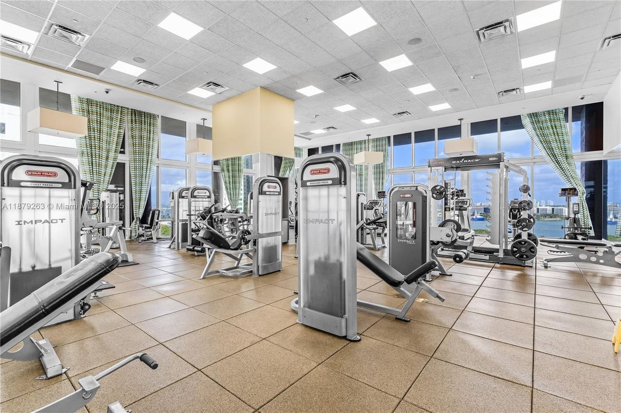 Fitness Equipment, Gym, Interior, Recessed Lighting