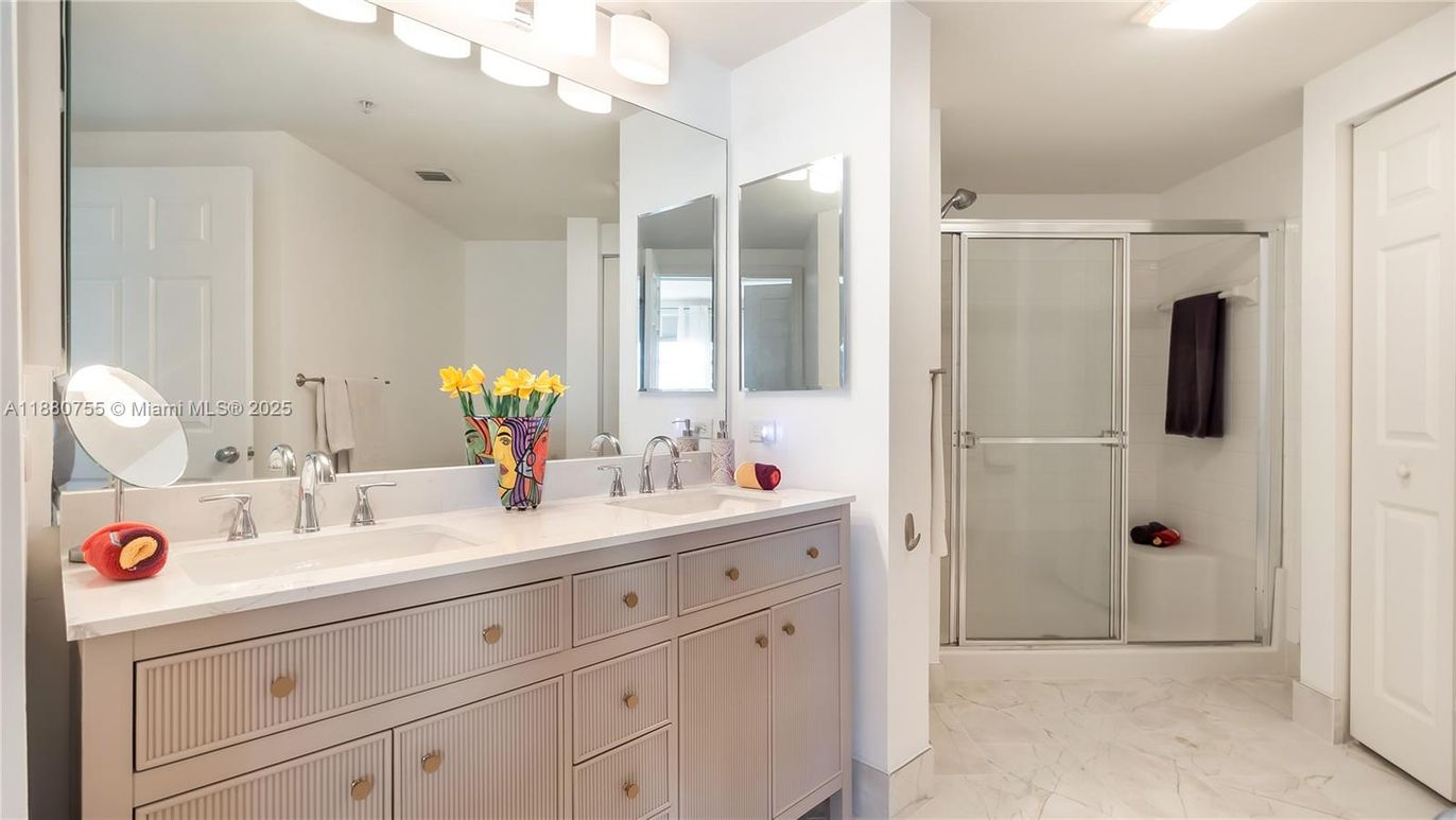 Bathroom, Dual Sink Vanities, Glass Shower, Interior, Marble