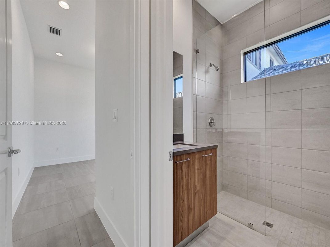 Bathroom, Glass Shower, Interior, Recessed Lighting