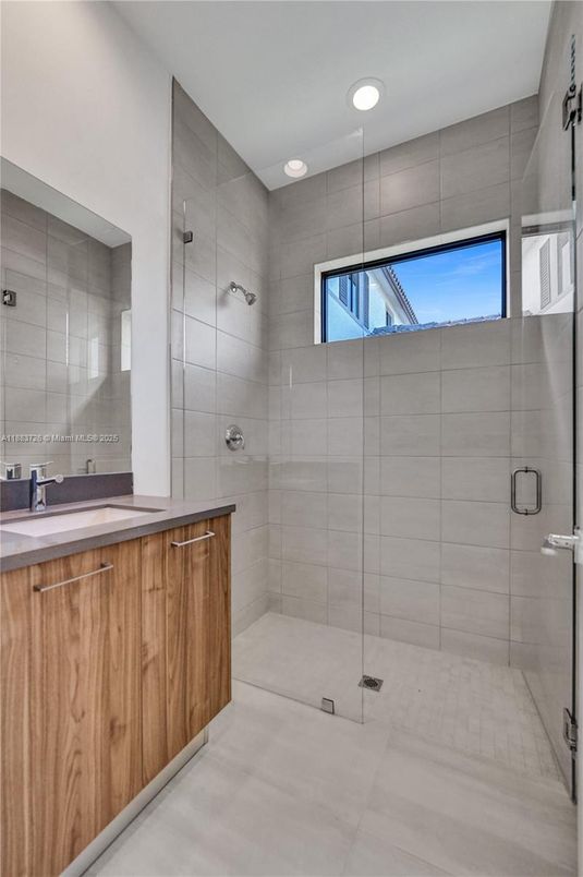 Bathroom, Glass Shower, Interior, Recessed Lighting