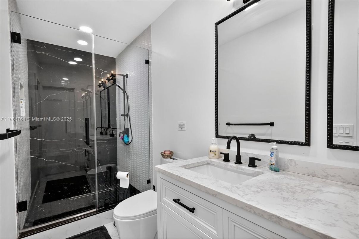 Bathroom, Glass Shower, Interior, Recessed Lighting