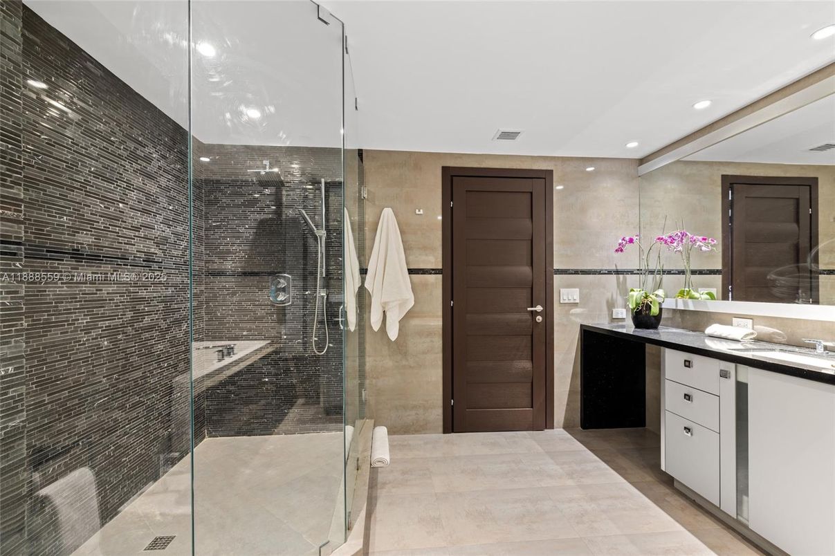 Bathroom, Glass Shower, Interior, Recessed Lighting