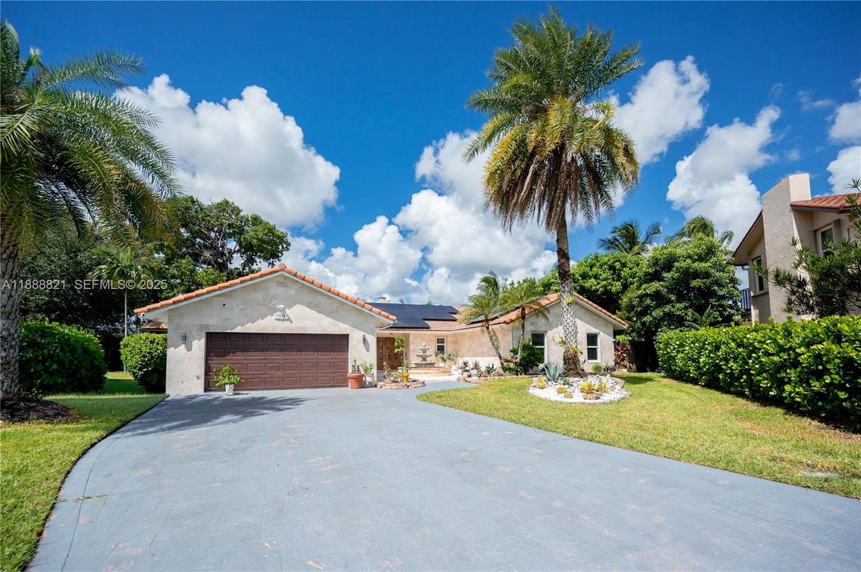 Attached, Backyard, Exterior, Facade, Solar Panels, Spanish Mediterranean