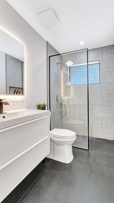 Bathroom, Glass Shower, Interior, Recessed Lighting