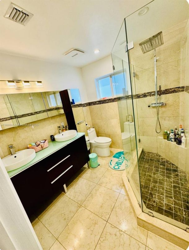 Bathroom, Dual Sink Vanities, Glass Shower, Interior, Recessed Lighting