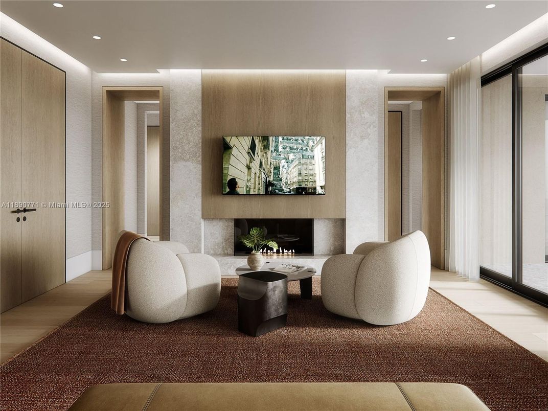 Fireplace, Interior, Living room, Recessed Lighting